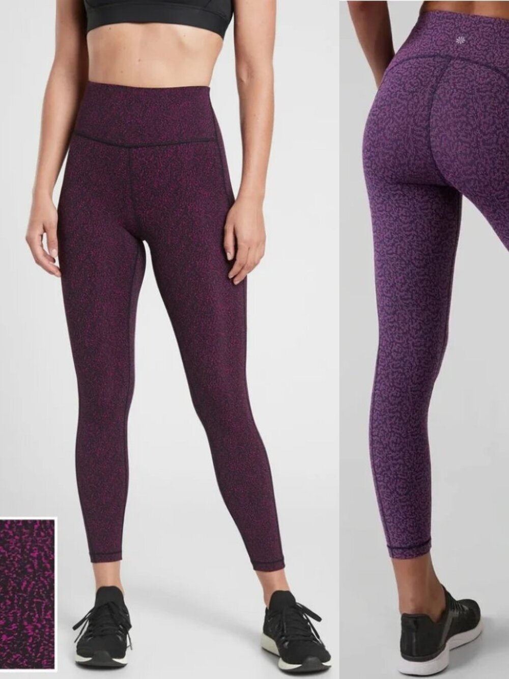 Athleta Purple Ultimate Stash Pocket Textured 7/8 Tight Leggings
